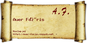Auer Fóris névjegykártya